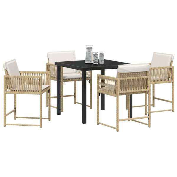 Conjunto de Comedor de Jardín 5 pcs Beige ratán sintético M 3