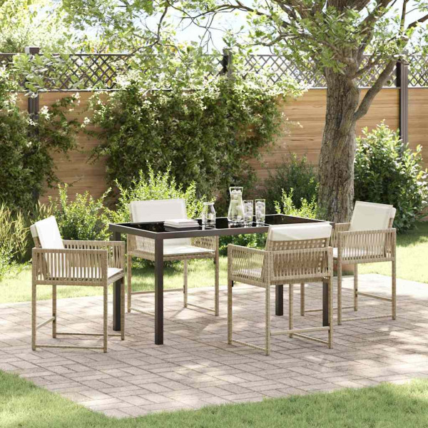 Conjunto de Comedor de Jardín 5 pcs Beige ratán sintético D