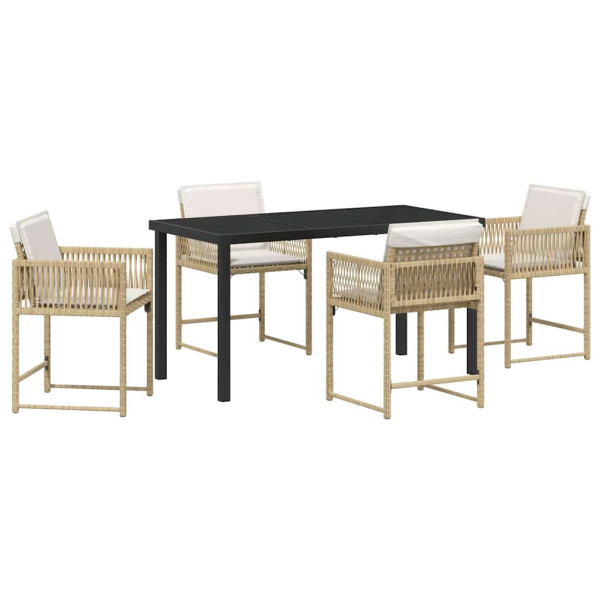 Conjunto de Comedor de Jardín 5 pcs Beige ratán sintético M 2