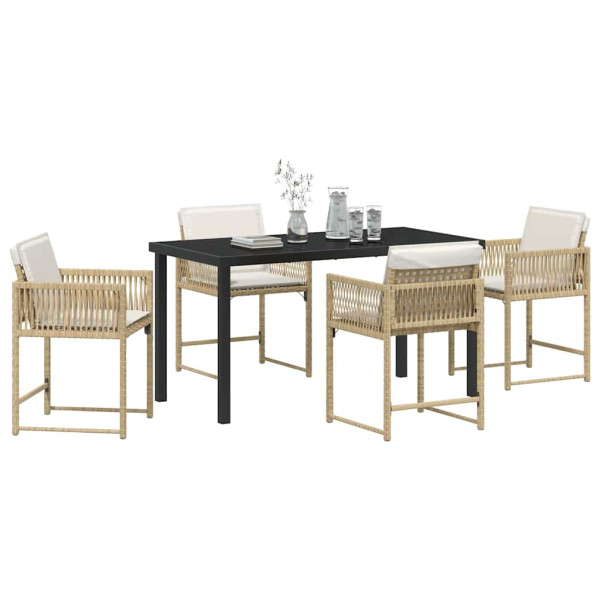 Conjunto de Comedor de Jardín 5 pcs Beige ratán sintético M 3