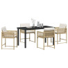 Conjunto de Comedor de Jardín 5 pcs Beige ratán sintético 3