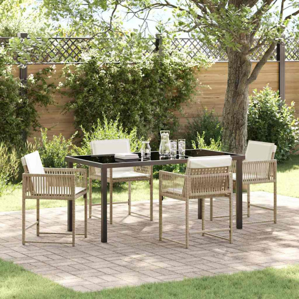 Conjunto de Comedor de Jardín 5 pcs Beige ratán sintético D