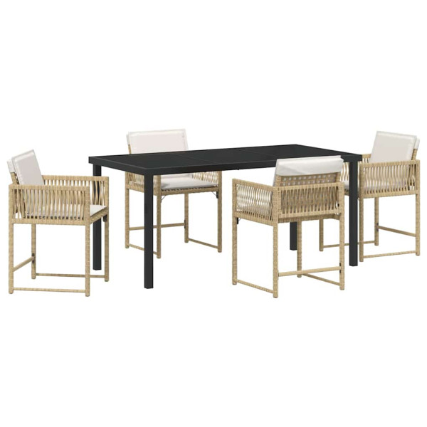 Conjunto de Comedor de Jardín 5 pcs Beige ratán sintético M 2