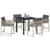 Conjunto de Comedor de Jardín 5 pcs Gris Claro ratán sintético 3