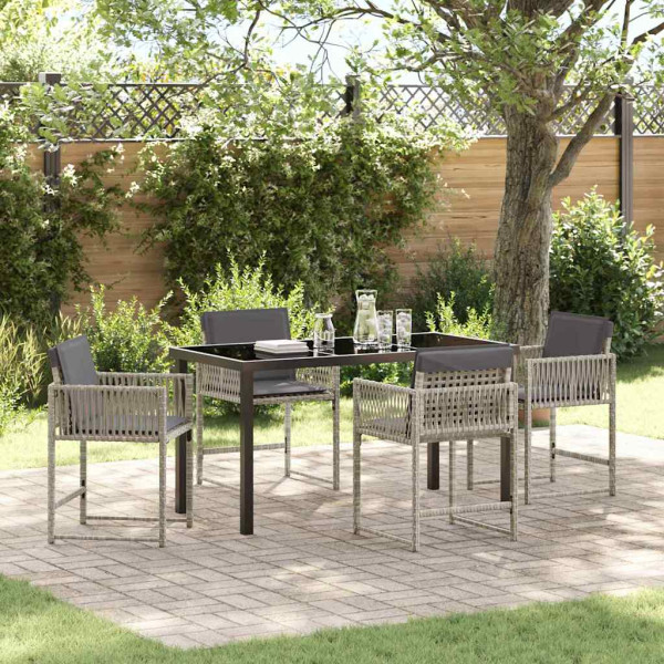 Conjunto de Comedor de Jardín 5 pcs Gris Claro ratán sintético D