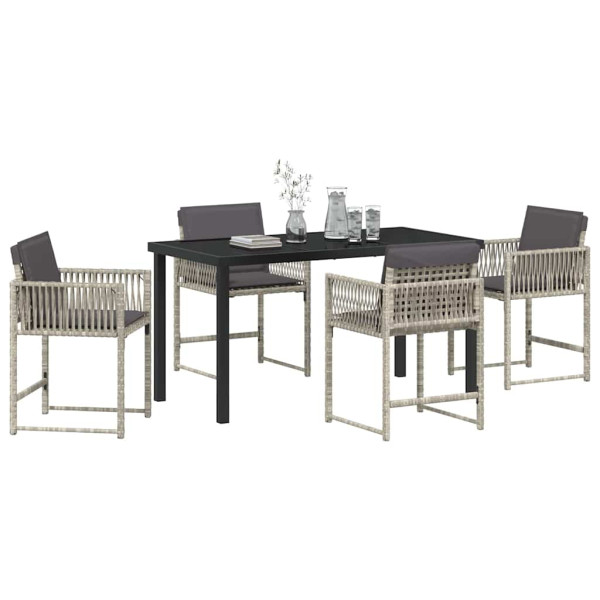 Conjunto de Comedor de Jardín 5 pcs Gris Claro ratán sintético M 3