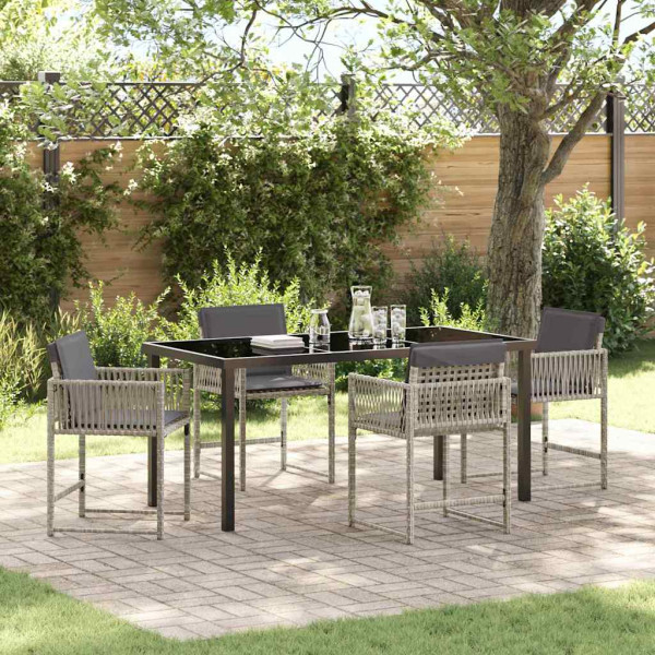 Conjunto de Comedor de Jardín 5 pcs Gris Claro ratán sintético D