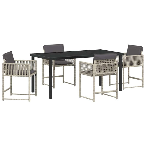 Conjunto de Comedor de Jardín 5 pcs Gris Claro ratán sintético M 2