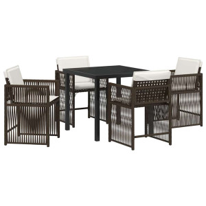 Conjunto de Comedor de Jardín 5 pcs Marrón ratán sintético H