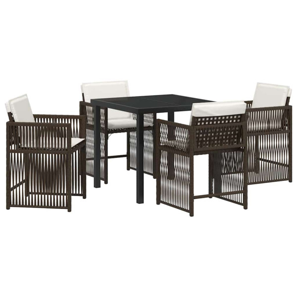 Conjunto de Comedor de Jardín 5 pcs Marrón ratán sintético M 2