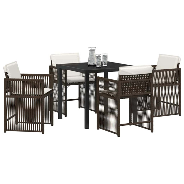 Conjunto de Comedor de Jardín 5 pcs Marrón ratán sintético M 3