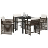 Conjunto de Comedor de Jardín 5 pcs Marrón ratán sintético 3