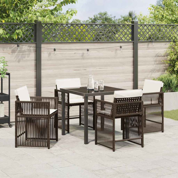 Conjunto de Comedor de Jardín 5 pcs Marrón ratán sintético M 4