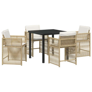 Conjunto de Comedor de Jardín 5 pcs Beige ratán sintético H