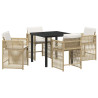 Conjunto de Comedor de Jardín 5 pcs Beige ratán sintético 2