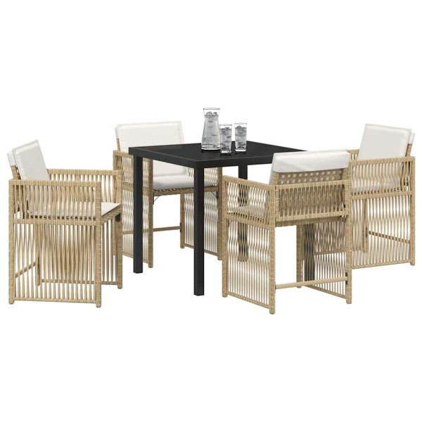 Conjunto de Comedor de Jardín 5 pcs Beige ratán sintético M 3