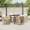 Conjunto de Comedor de Jardín 5 pcs Beige ratán sintético 4