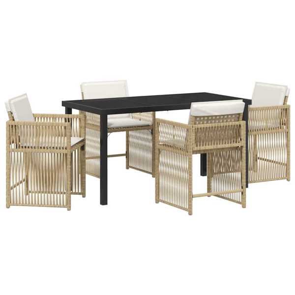 Conjunto de Comedor de Jardín 5 pcs Beige ratán sintético M 2