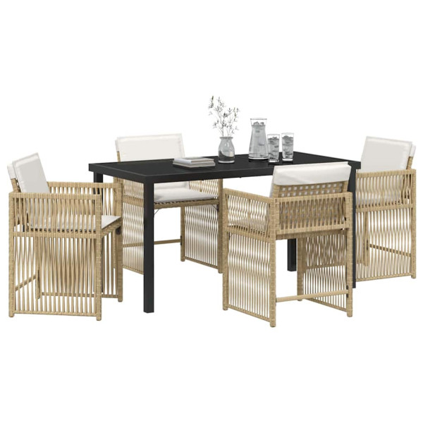 Conjunto de Comedor de Jardín 5 pcs Beige ratán sintético M 3