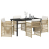 Conjunto de Comedor de Jardín 5 pcs Beige ratán sintético 3