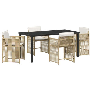 Conjunto de Comedor de Jardín 5 pcs Beige ratán sintético H