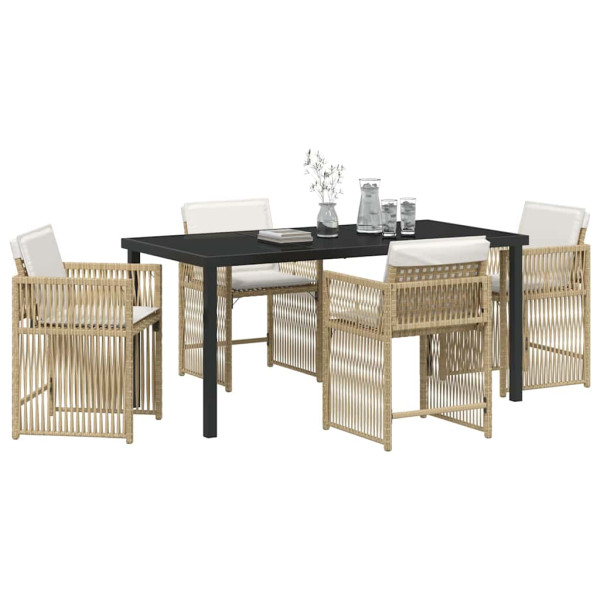Conjunto de Comedor de Jardín 5 pcs Beige ratán sintético M 3