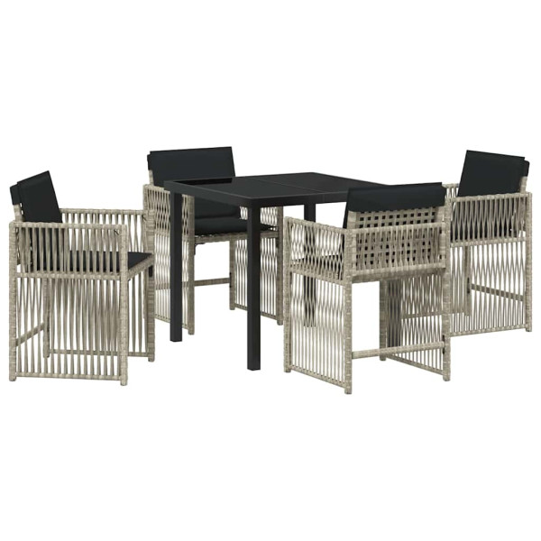 Conjunto de Comedor de Jardín 5 pcs Gris Claro ratán sintético M 2