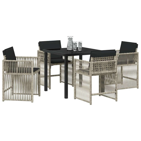 Conjunto de Comedor de Jardín 5 pcs Gris Claro ratán sintético M 3