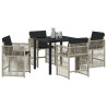 Conjunto de Comedor de Jardín 5 pcs Gris Claro ratán sintético 3