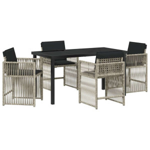 Conjunto de Comedor de Jardín 5 pcs Gris Claro ratán sintético H