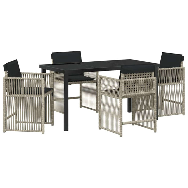 Conjunto de Comedor de Jardín 5 pcs Gris Claro ratán sintético M 2