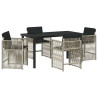 Conjunto de Comedor de Jardín 5 pcs Gris Claro ratán sintético 2