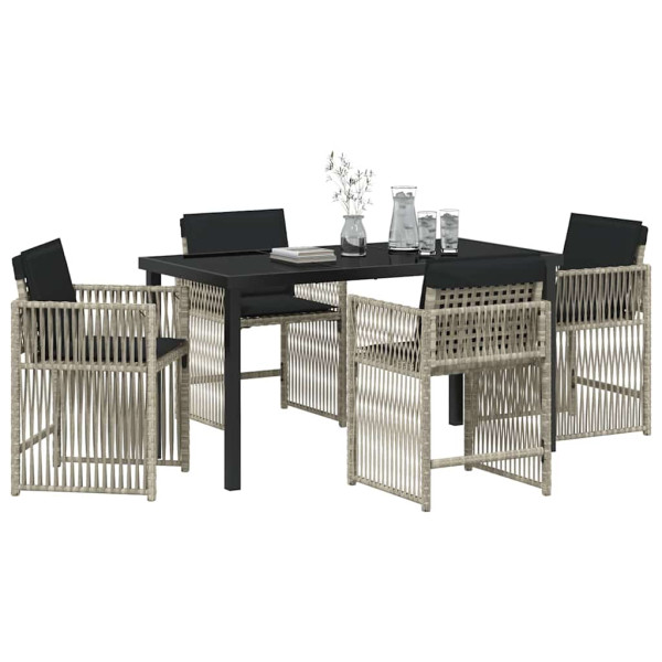 Conjunto de Comedor de Jardín 5 pcs Gris Claro ratán sintético M 3