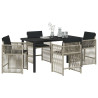 Conjunto de Comedor de Jardín 5 pcs Gris Claro ratán sintético 3