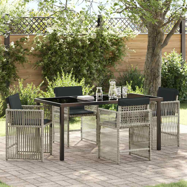 Conjunto de Comedor de Jardín 5 pcs Gris Claro ratán sintético D