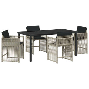 Conjunto de Comedor de Jardín 5 pcs Gris Claro ratán sintético H