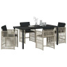 Conjunto de Comedor de Jardín 5 pcs Gris Claro ratán sintético 3