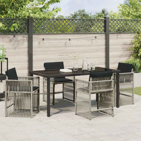 Conjunto de Comedor de Jardín 5 pcs Gris Claro ratán sintético M 4