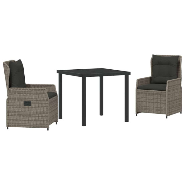 Conjunto de Comedor de Jardín 3 pcs Gris ratán sintético M 2