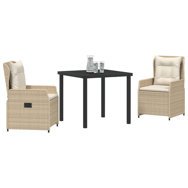 Conjunto de Comedor de Jardín 3 pcs Beige ratán sintético M 3