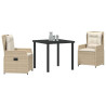 Conjunto de Comedor de Jardín 3 pcs Beige ratán sintético 3
