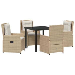 Conjunto de Comedor de Jardín 5 pcs Beige ratán sintético H