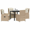 Conjunto de Comedor de Jardín 5 pcs Beige ratán sintético 3
