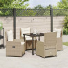 Conjunto de Comedor de Jardín 5 pcs Beige ratán sintético 4