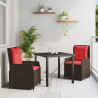 Conjunto de Comedor de Jardín 3 pcs Marrón Poliratán 1