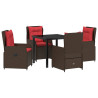 Conjunto de Comedor de Jardín 5 pcs Marrón Poliratán 2