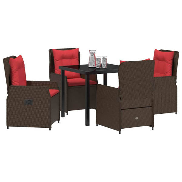 Conjunto de Comedor de Jardín 5 pcs Marrón Poliratán M 3