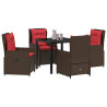 Conjunto de Comedor de Jardín 5 pcs Marrón Poliratán 3