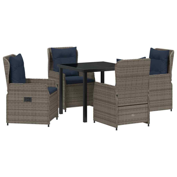 Conjunto de Comedor de Jardín 5 pcs Gris Poliratán M 2