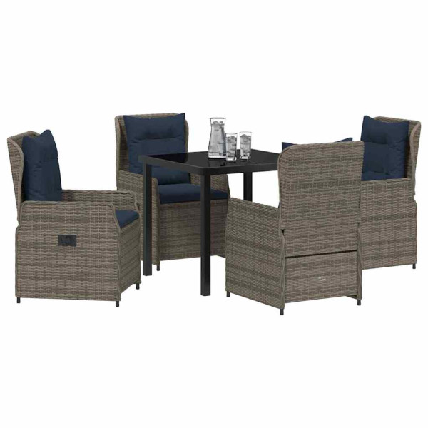 Conjunto de Comedor de Jardín 5 pcs Gris Poliratán M 3